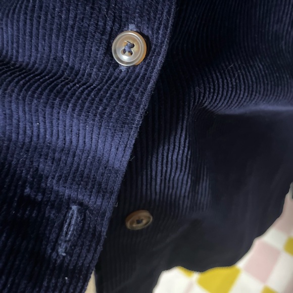 The Vermont Country Store corduroy tunic shift coverall dress, thick blue cotton - Picture 6 of 10